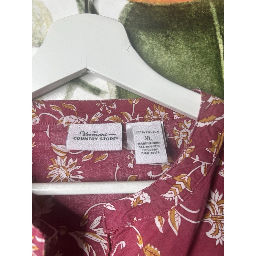 The Vermont Country Store XL Cotton Button Down Floral long Sleeve Blouse - Picture 4 of 5